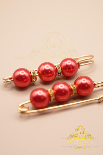 Red Brooch Pin (Pair Of 2) – (Metallic)