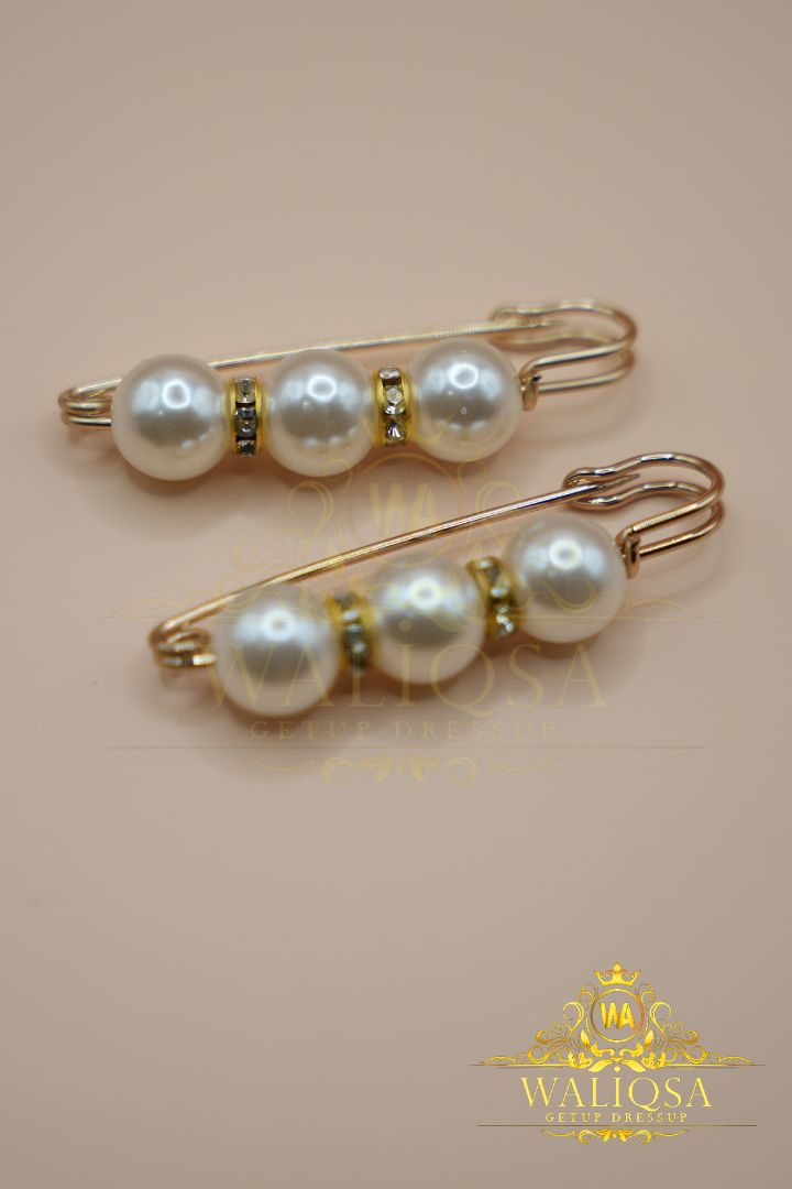 White Brooch Pin (Pair Of 2) – Metallic