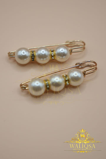 White Brooch Pin (Pair Of 2) – Metallic