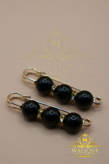 Black Brooch Pin (Pair Of 2) – Metallic