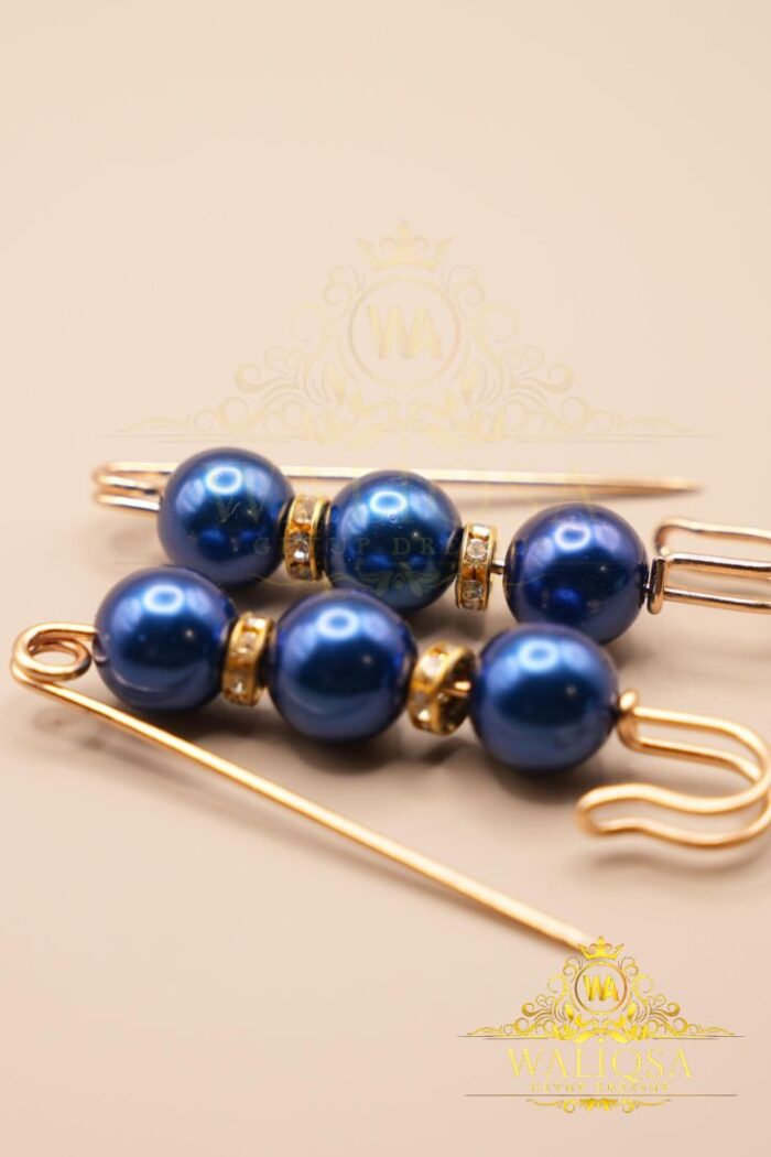 Blue Brooch Pin (Pair Of 2) – (Metallic)