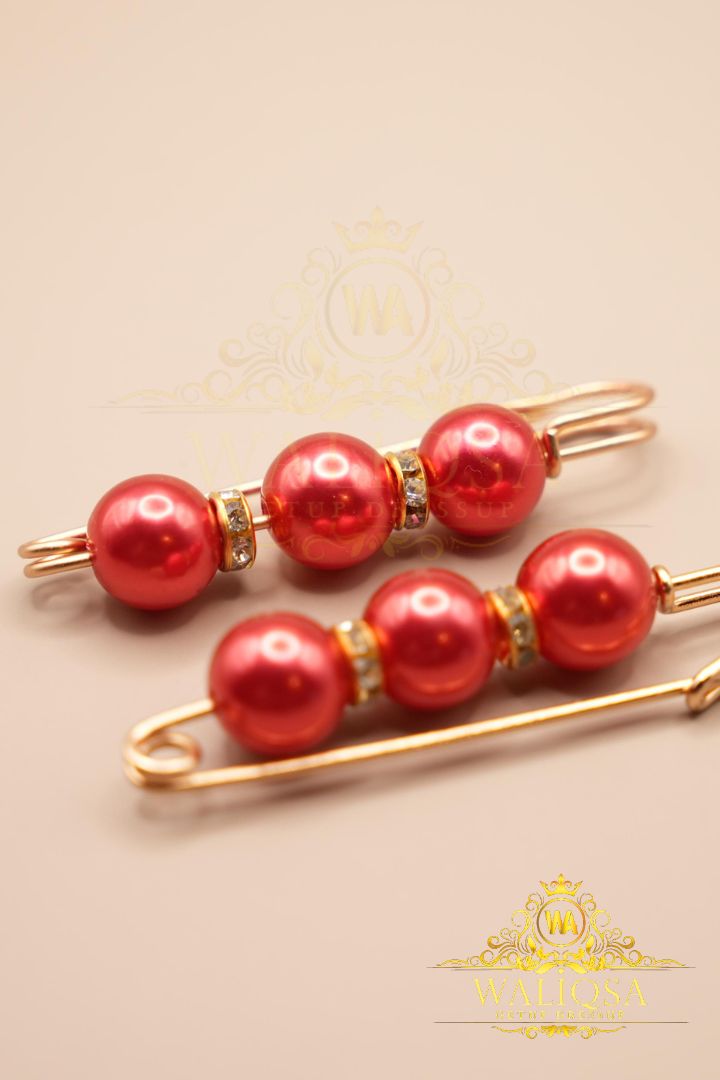 Red Brooch Pin (Pair Of 2) – (Metallic)