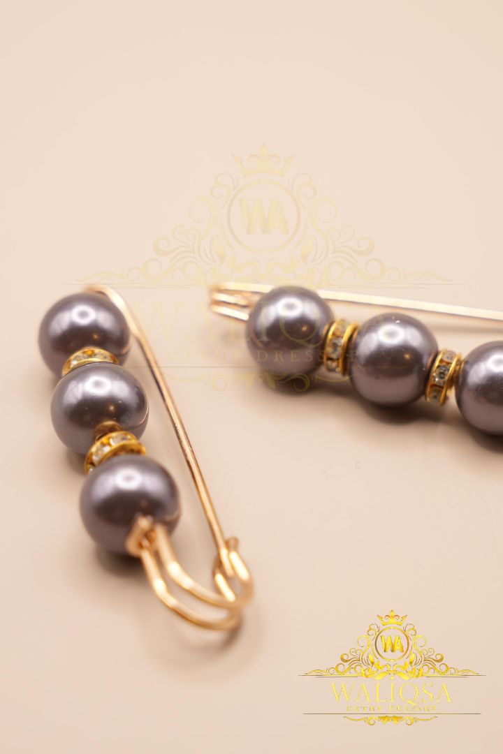 Grey Brooch Pin (Pair Of 2) – (Metallic)